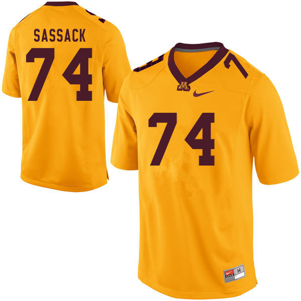 Men #74 Kyle Sassack Minnesota Golden Gophers College Football Jerseys Sale-Yellow